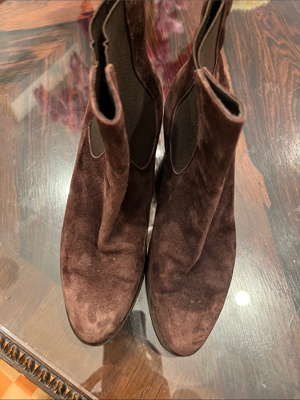 Andre Assous Dark Brown Suede Chelsea Ankle Boots